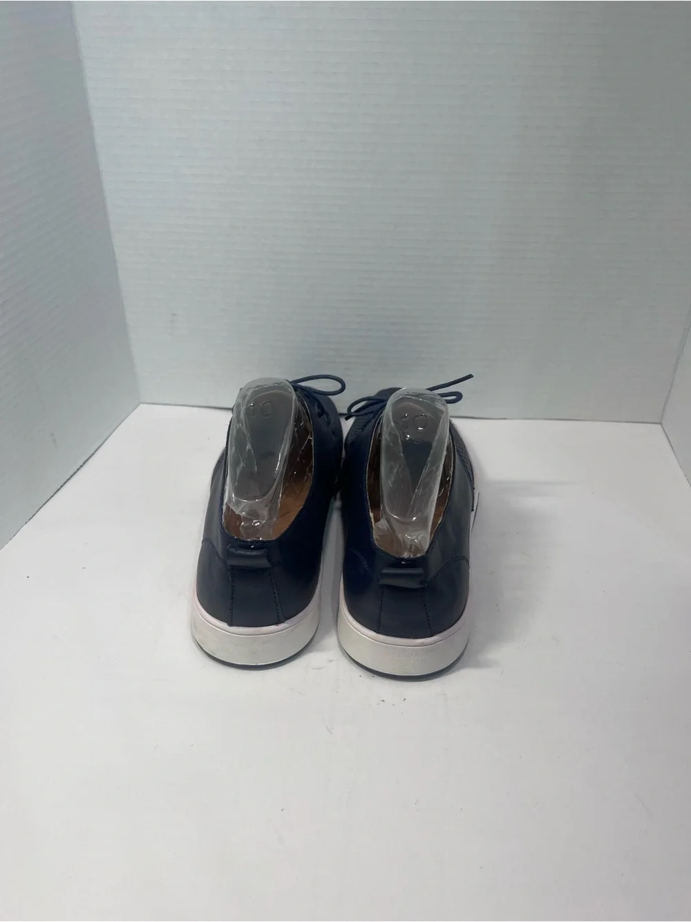 Men's Navy Perforated Derby Lace-Up Shoes with White Sole